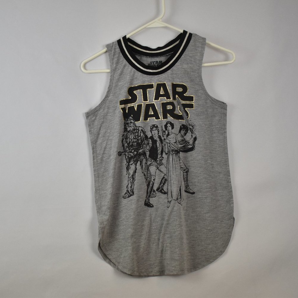 Fifth Sun Women Star Wars Grey Sleeveless Scoop Neck Tank Top Size X-Small